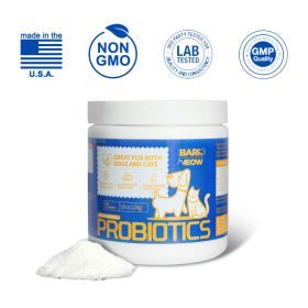 Bark And Meow Probiotics For Dogs & Cats 7 Tailored Strains Prebiotics, Pumpkin & Carrot 5 Billion CFU Scoop Human-Grade, Non-GMO, Vet-Approved, Made