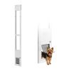 Dog Door for Sliding Glass Door, 75 7/8" to 80 11/16" Adjustable Height, Aluminum Alloy Frame with Flap and Rotating Hinge, Lock Design