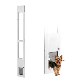 Dog Door for Sliding Glass Door, 75 7/8" to 80 11/16" Adjustable Height, Aluminum Alloy Frame with Flap and Rotating Hinge, Lock Design