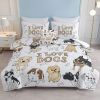 4 pcs Dogs Comforter Set, Cute Multi-Breed Dog Print Quilt Set, Pet Dog Lover Bedding with Pillow Shams, Cartoon Puppy Bedspread for Kids & Adults
