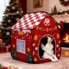 Foldable Indoor Dog House with Christmas Design - Portable Pet Shelter for Dogs, Ideal for Living Room & Bedroom Holiday Decor