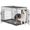 Heavy Duty Foldable Metal Dog Crate with Double Doors for Large Dogs, 36-48 inch