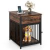 Dog Crate Furniture for Small Dogs Wooden Puppy Kennel with Charging Station