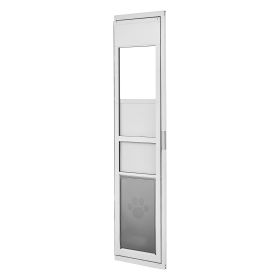 Dog Door for Sliding Glass Door, 75 7/8" to 80 11/16" Adjustable Height, Aluminum Alloy Frame with Flap and Lock, for Extra Large-Sized Dogs