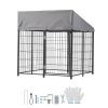 Outdoor Dog Kennel, 3.67 x 3.78 x 4.1 ft Large Dog Kennel with Secure Lock, Outside Dogs Enclosures with UV-Resistant & Waterproof Roof Cover