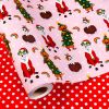 Pink Dog Christmas Wrapping Paper Roll - Cute Dogs with Christmas Decorations, Rainbow & Red Polka Dot, Reversible Gift Wrap for Christmas