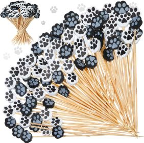 100 Pcs Dog Paw Cocktail Picks 4.7 Inch Cat Paw Cocktail Toothpicks for Appetizers Decorative Bamboo Skewers Fruit Food Picks for Puppy Party Decorati