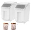 Ingredient Storage Bin, 2 x 15L Dispenser Bin with 2 Measuring Cups, Attachable Casters and Airtight Lid, 2 Pcs/Set Dog Pet Food Storage Container