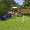 7 Pcs Dog Agility Training Equipment Set with Tunnels, Weave Poles, Adjustable Hurdle, Jumping Ring, Pause Box, Blue Pet Training