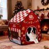 Foldable Indoor Dog House with Christmas Design - Portable Pet Shelter for Dogs, Ideal for Living Room & Bedroom Holiday Decor