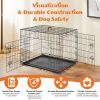 Heavy Duty Foldable Metal Dog Crate with Double Doors for Large Dogs, 36-48 inch