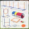 Dog Agility Training Equipment, 12-Piece Dog Obstacle Course with Adjustable Hurdle & Ring, 4 Tunnels, Weave Poles