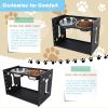All-Metal Elevated Dog Bowls, Heavy Duty Cold-Rolled Steel Frame, 6-Height Adjustable Raised Feeder Stand with 2 Stainless Steel Bowls
