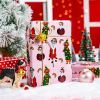 Pink Dog Christmas Wrapping Paper Roll - Cute Dogs with Christmas Decorations, Rainbow & Red Polka Dot, Reversible Gift Wrap for Christmas