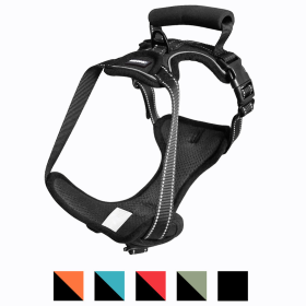 GOOPAWS Padded Reflective Dog Harness (Color: Black, size: Neck)