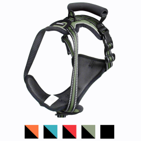 GOOPAWS Padded Reflective Dog Harness (Color: Green, size: Neck)