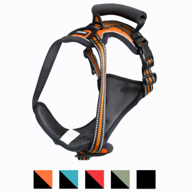 GOOPAWS Padded Reflective Dog Harness (Color: Orange, size: Neck)