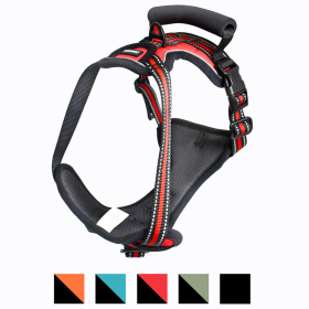 GOOPAWS Padded Reflective Dog Harness (Color: Red, size: Neck)