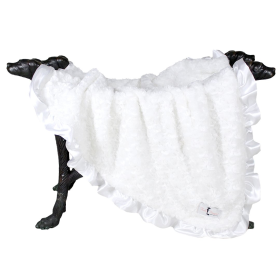 Ruffle Baby Dog Blanket (Color: White, size: small)
