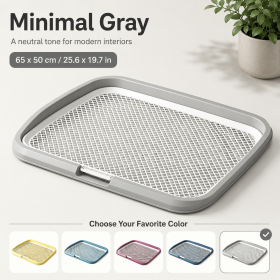 Dog Potty Tray with Removable Grating, Leak-Proof Indoor Dog Toilet for Puppy Training, Washable Pee Pad Holder for Apartments & Dogs (Color: Grey)