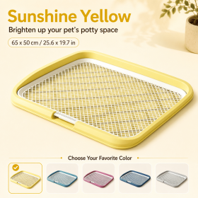 Dog Potty Tray with Removable Grating, Leak-Proof Indoor Dog Toilet for Puppy Training, Washable Pee Pad Holder for Apartments & Dogs (Color: Yellow)