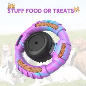 Dog Toys for Aggressive Chewers Large Medium Small Breed Indestructible Durable Tough Dog Chew Toys to Keep Them Busy Nylon Rubber Interactive Dog Toy (Color: Purple)