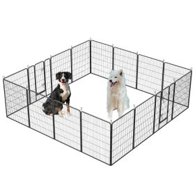 Dog Playpen Outdoor, 16 Panels Dog Pen 40" Height Dog Fence Exercise Pen with Doors for Large/Medium/Small Dogs, Portable Pet Playpen for Yard, RV (Color: as Pic)